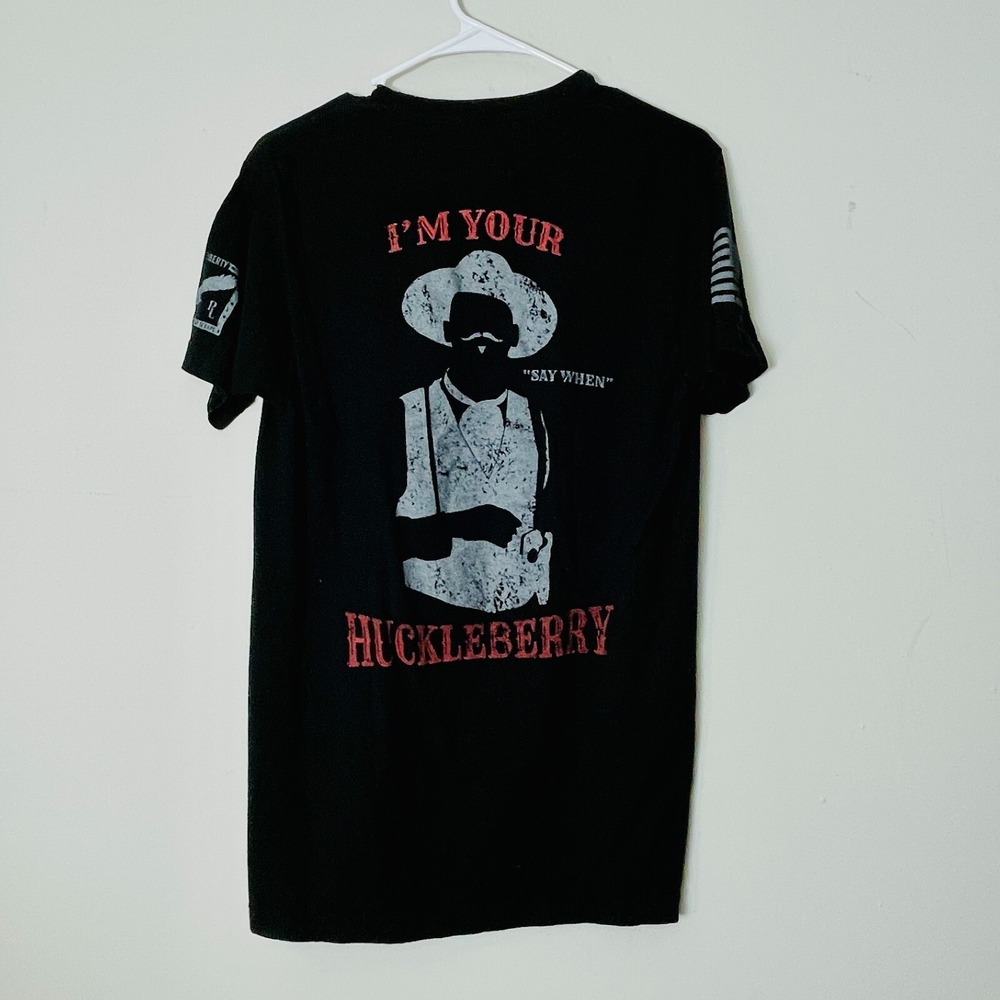 Preserve LIberty Plwear Black Shirt Size M Medium Huckleberry Print Back to Back